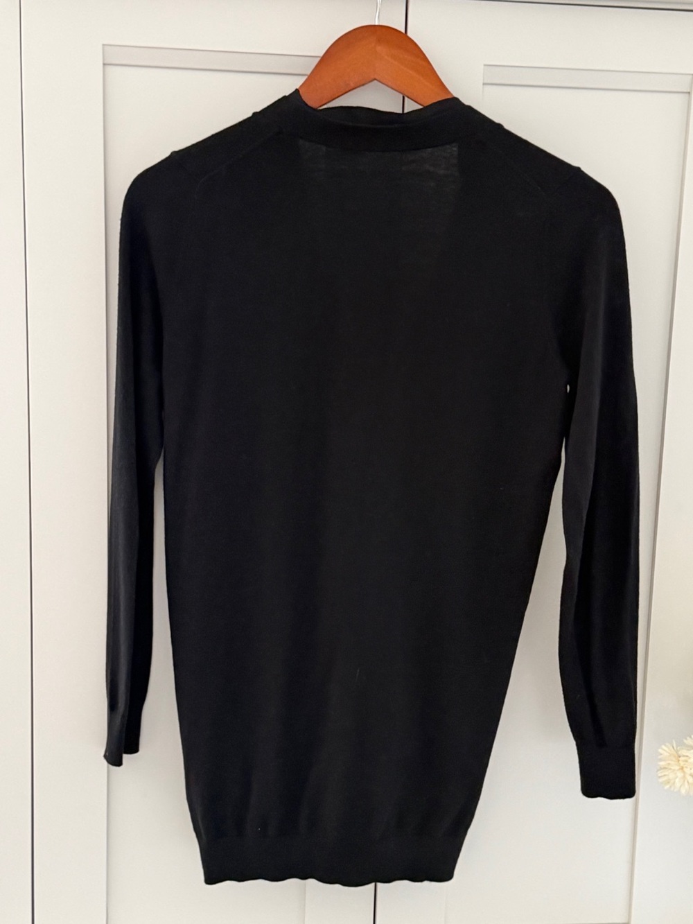 ANN TAYLOR LOFT  Black Cardigan Ruffle Sweater Size petite small Long Sleeve - Picture 3 of 9